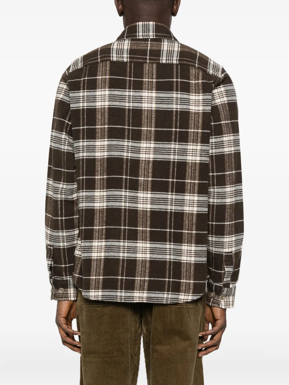 Les Deux Lennon Check-pattern Long-sleeve Shirt In Brown