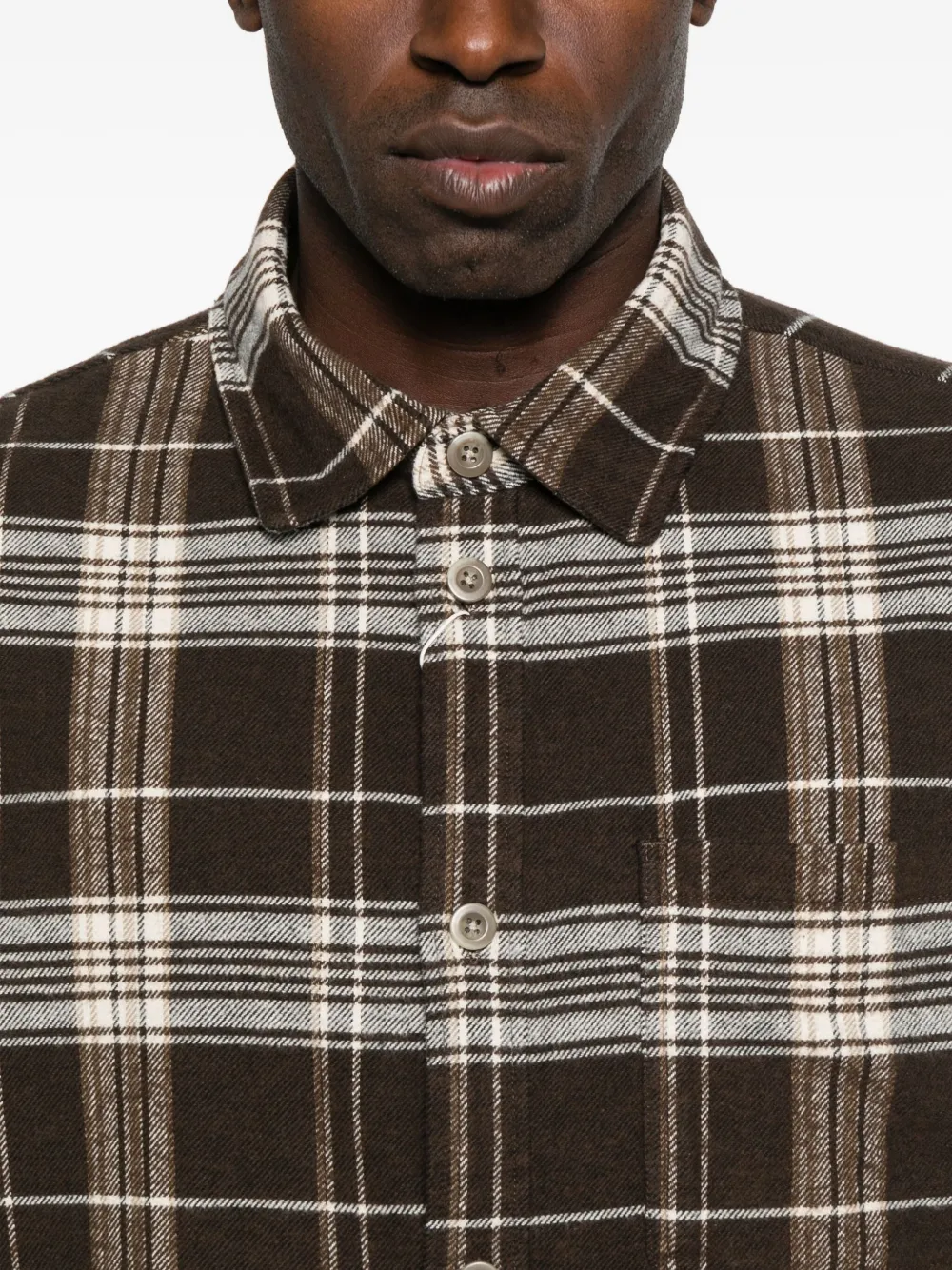 Les Deux Lennon Check-pattern Long-sleeve Shirt In Brown