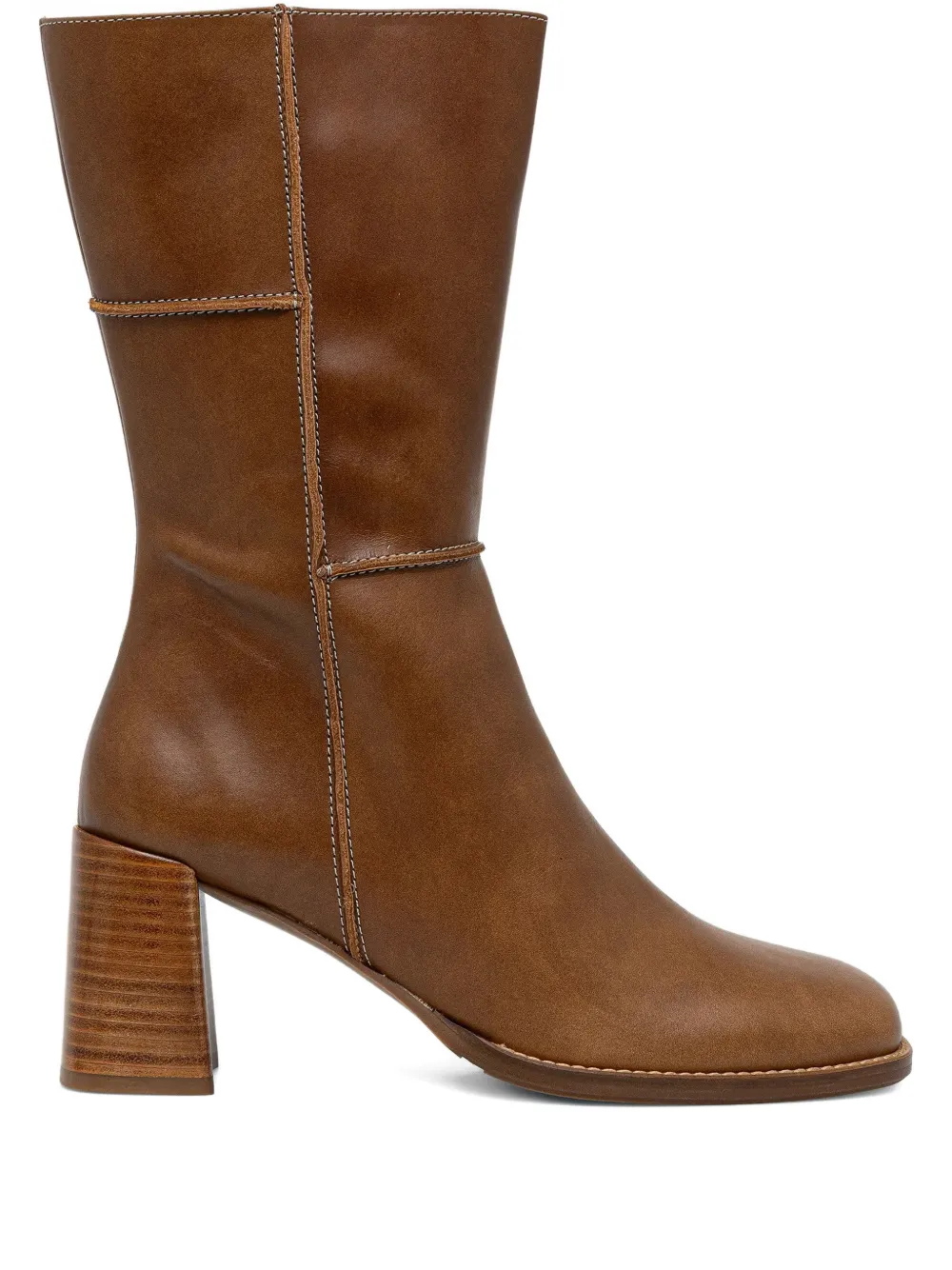 Billi Bi Square-toe Panelled Boots In Brown