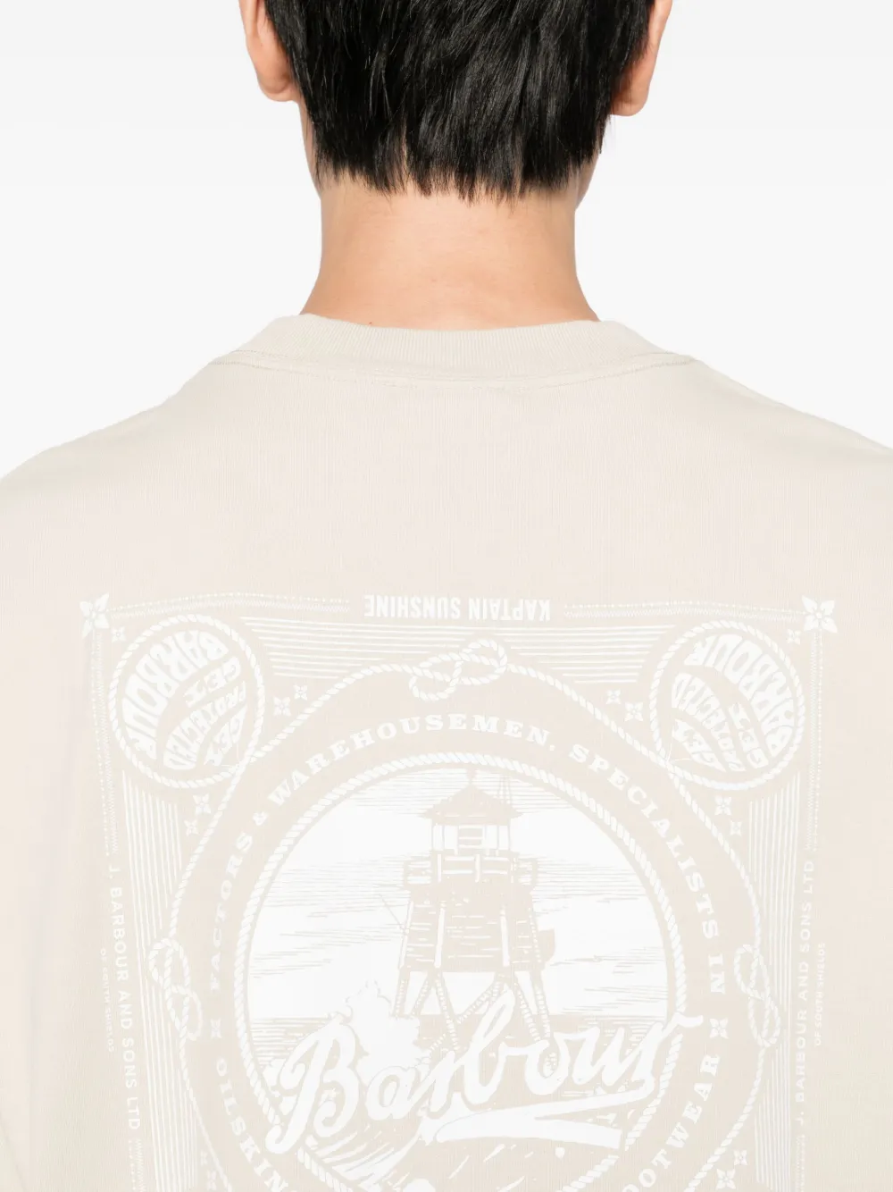 Kaptain Sunshine X Barbour Graphic-print T-shirt In Neutral