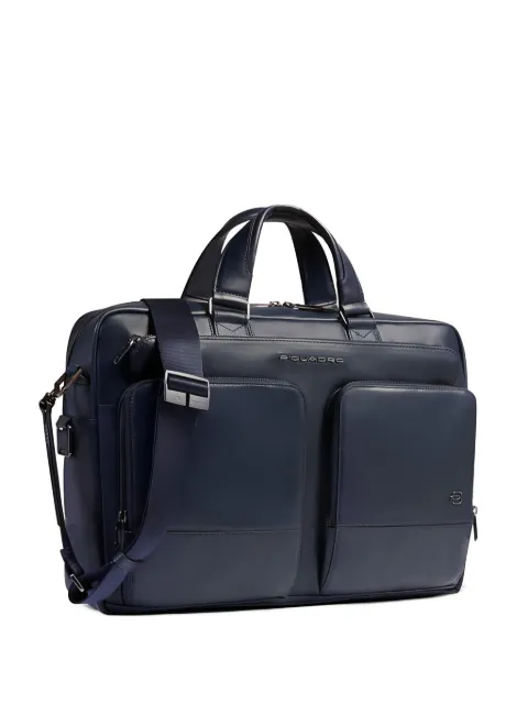 PIQUADRO zip leather laptop bag