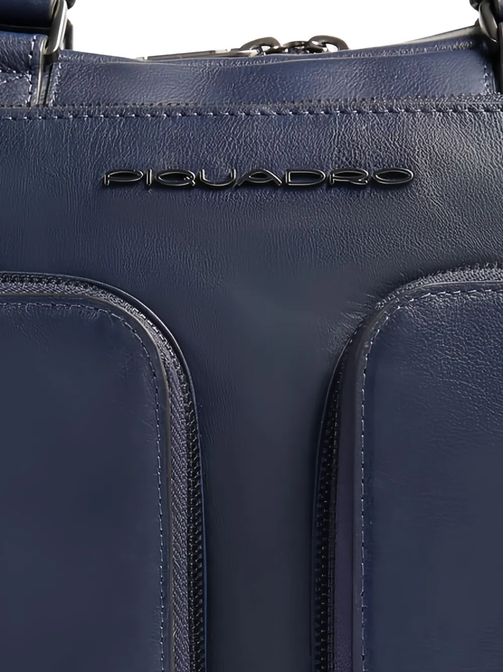 Piquadro Zip Leather Laptop Bag In Blue