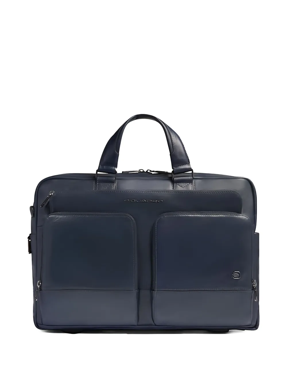 Piquadro Zip Leather Laptop Bag In Blue