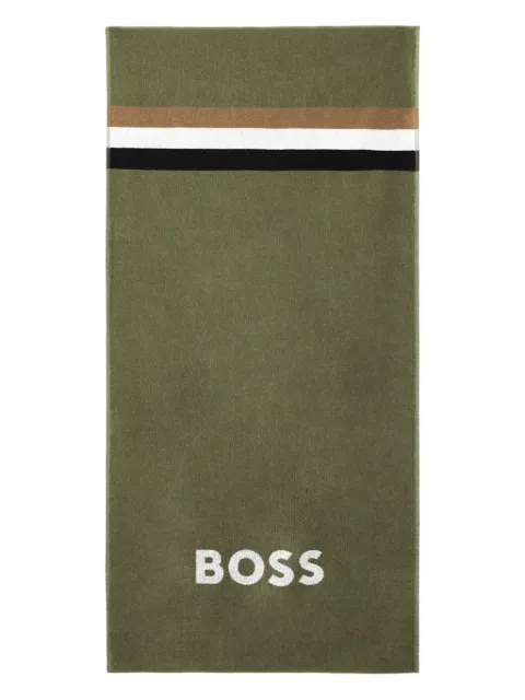 BOSS logo-embroidered beach towel
