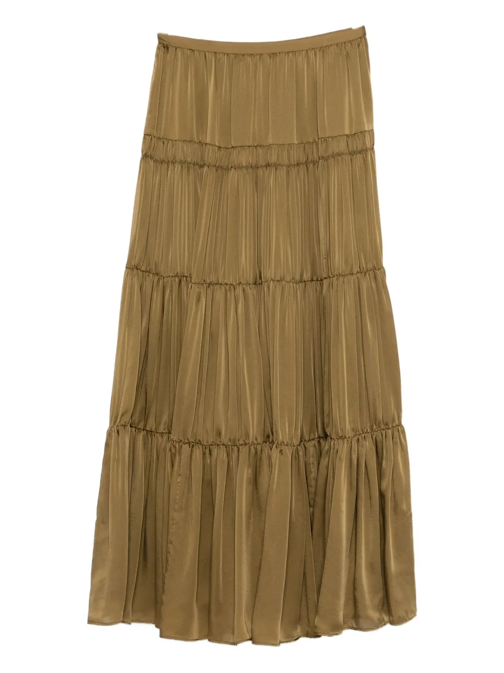 Ulla Johnson Silk Tiered A-line Skirt In Green