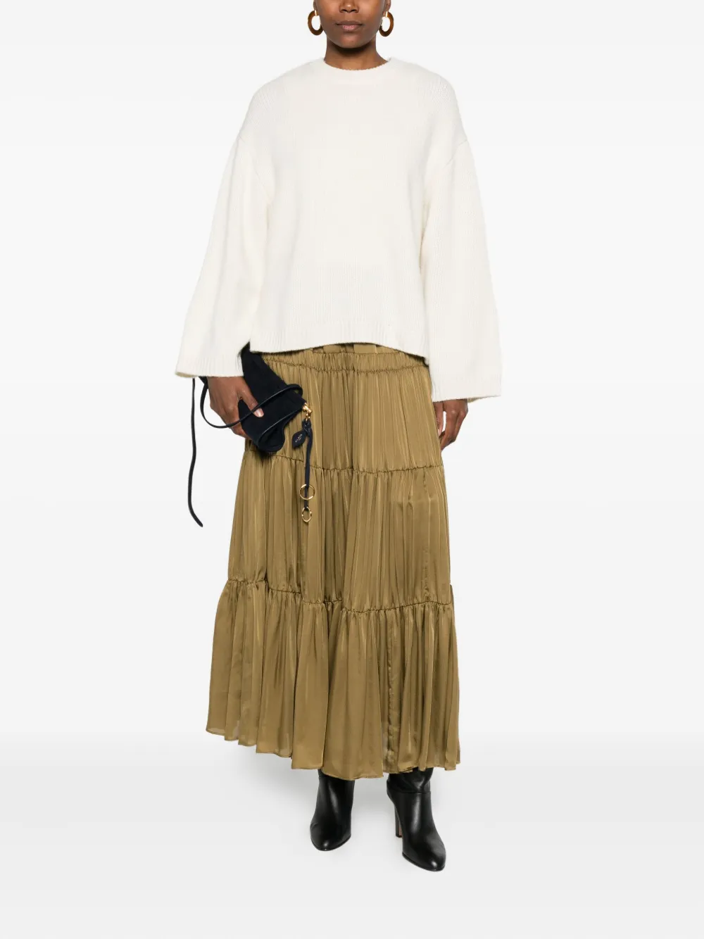 Ulla Johnson silk tiered A-line skirt - Groen