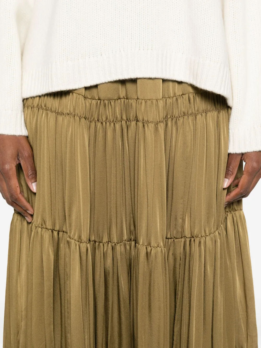 Ulla Johnson Zijden gelaagde A-lijn rok Groen