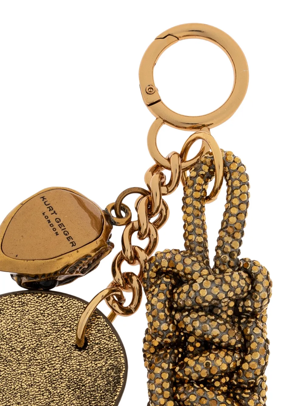Kurt Geiger Crystal-embellished Keyring In Gold