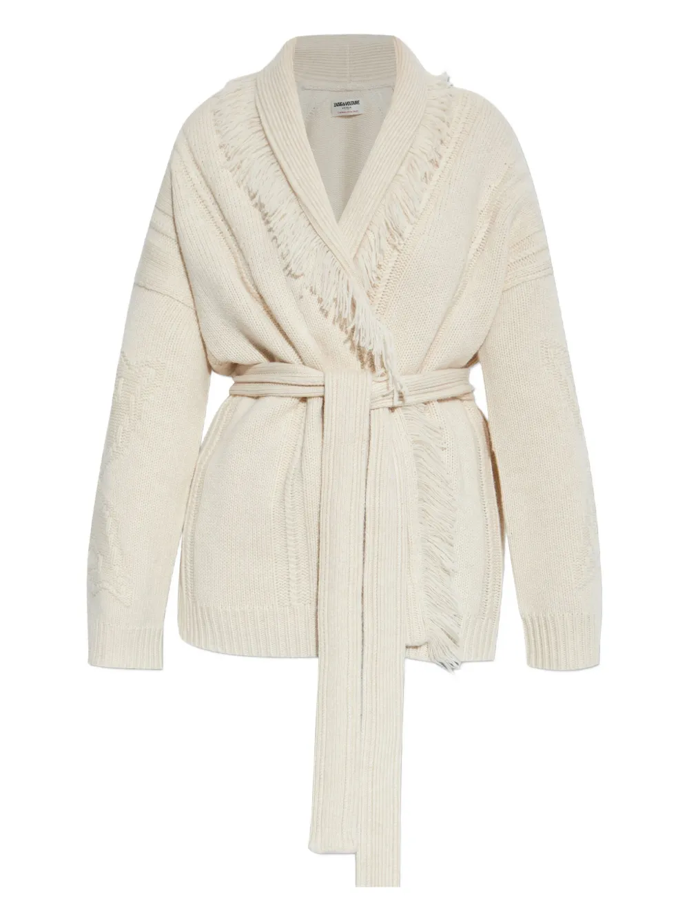 Zadig&Voltaire fringed belted cardigan | Neutrals | Image 1
