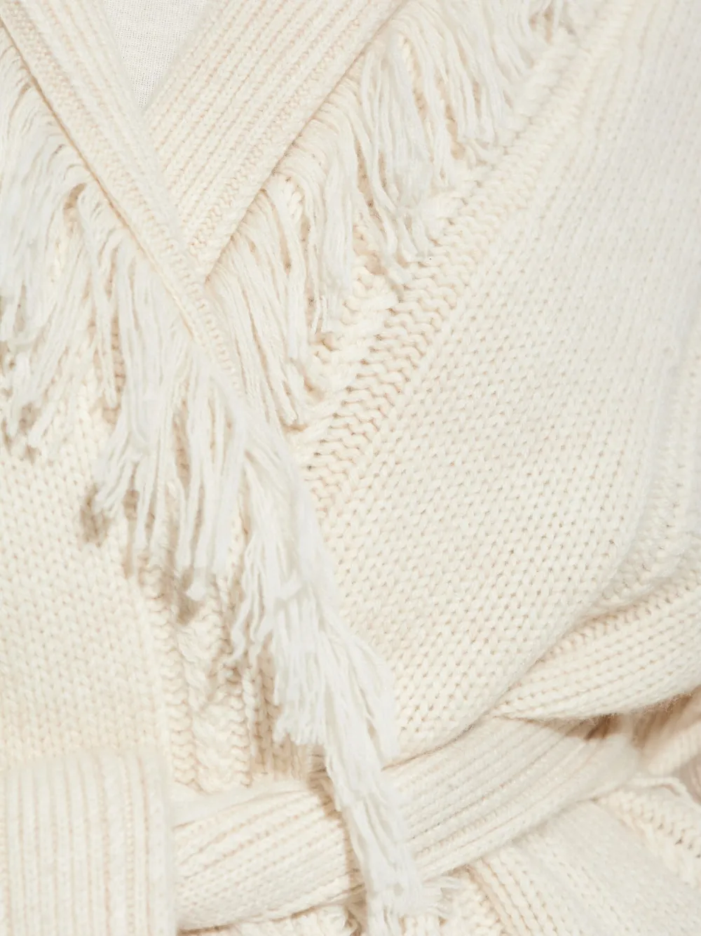 Zadig & Voltaire Fringed Belted Cardigan In White