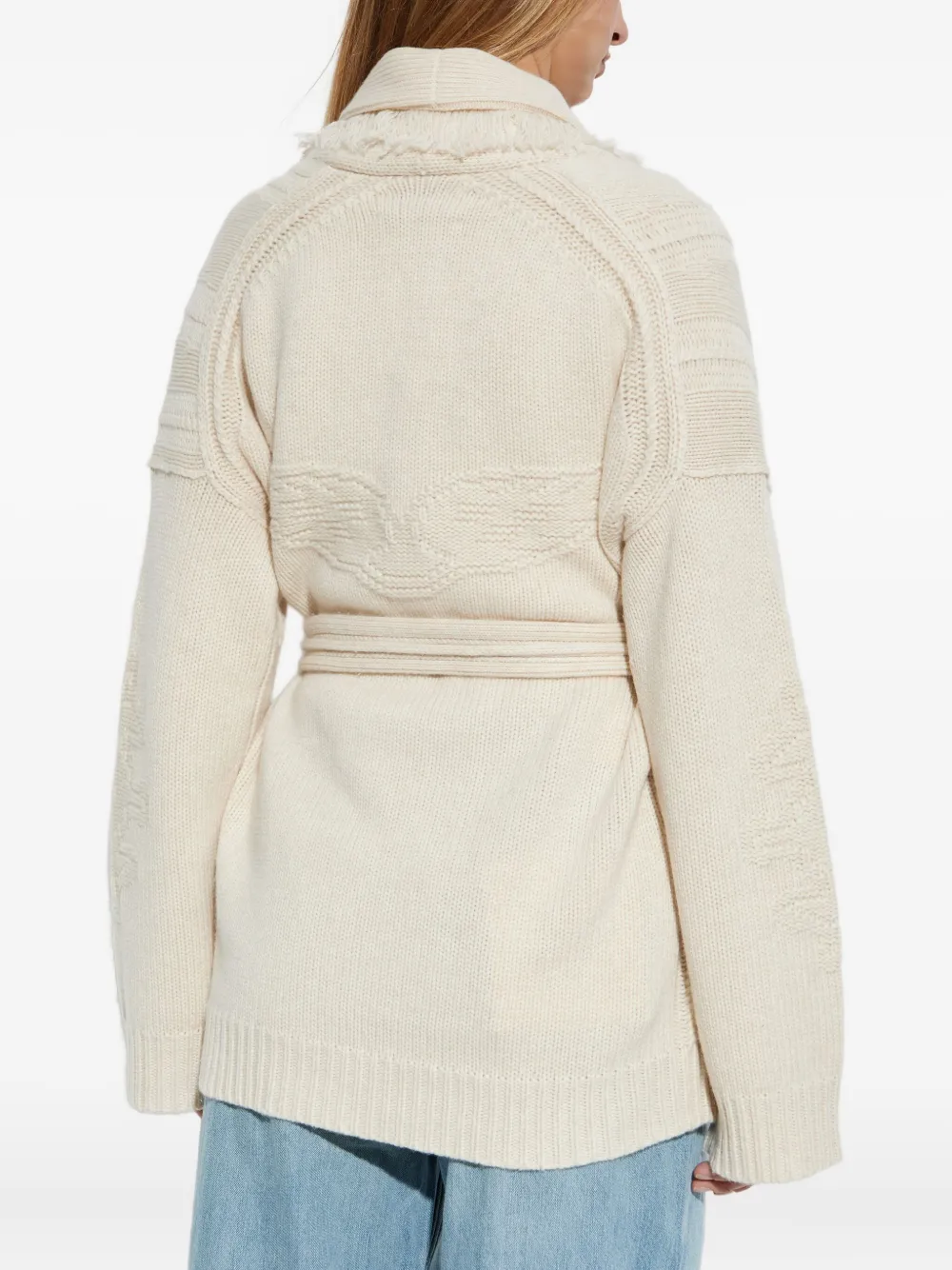Zadig & Voltaire Fringed Belted Cardigan In White