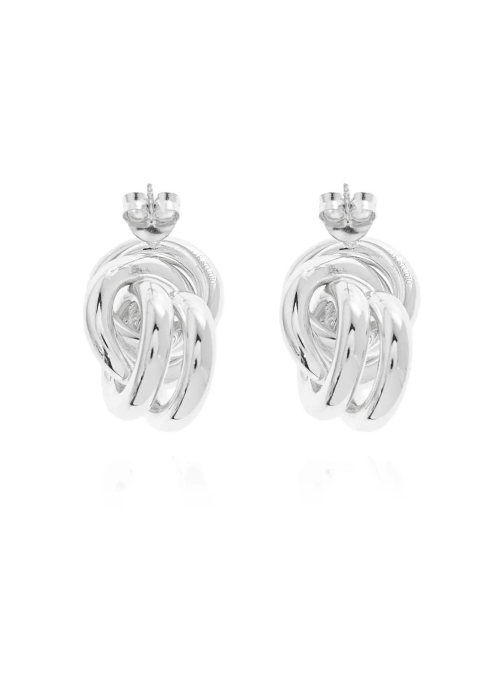 Lie Studio Vera Knot-detail Silver Earrings In Black