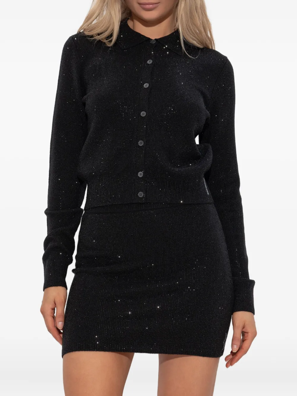 Alexander Wang Crystal-embellished Cardigan In Black