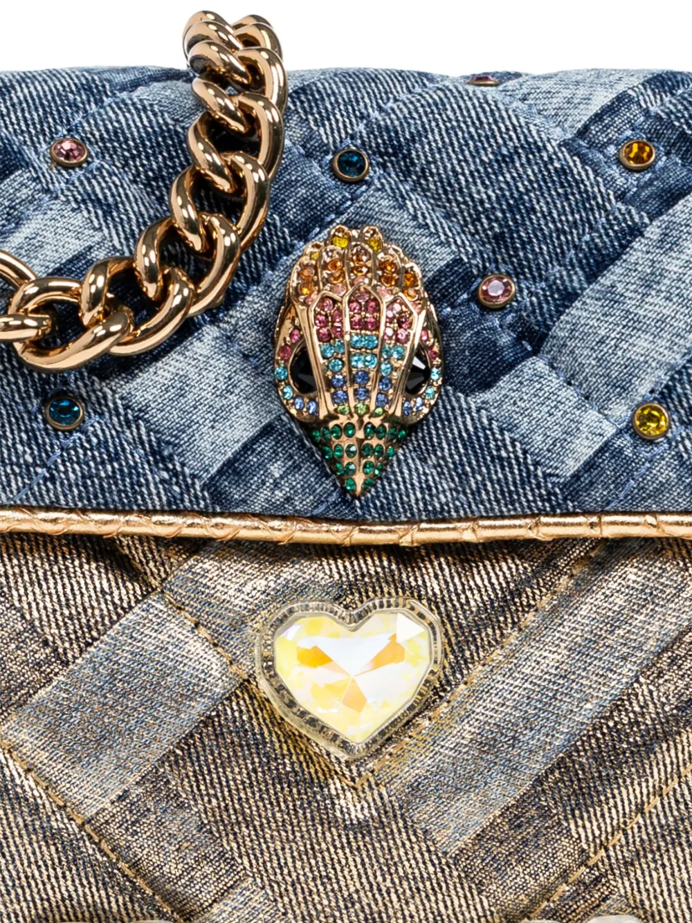 Kurt Geiger London Kensington Heart Denim Convertible Shoulder Bag In Blue