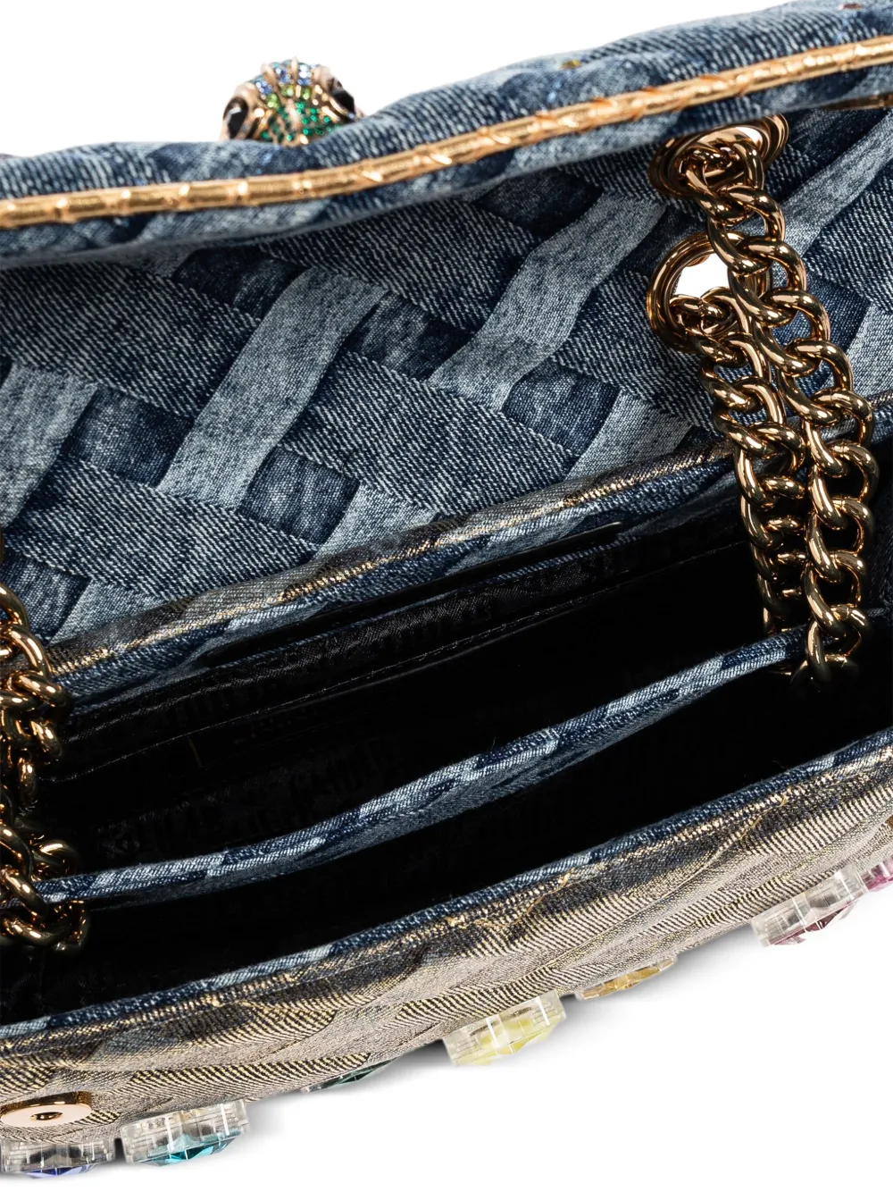 Kurt Geiger London Kensington Heart Denim Convertible Shoulder Bag In Blue