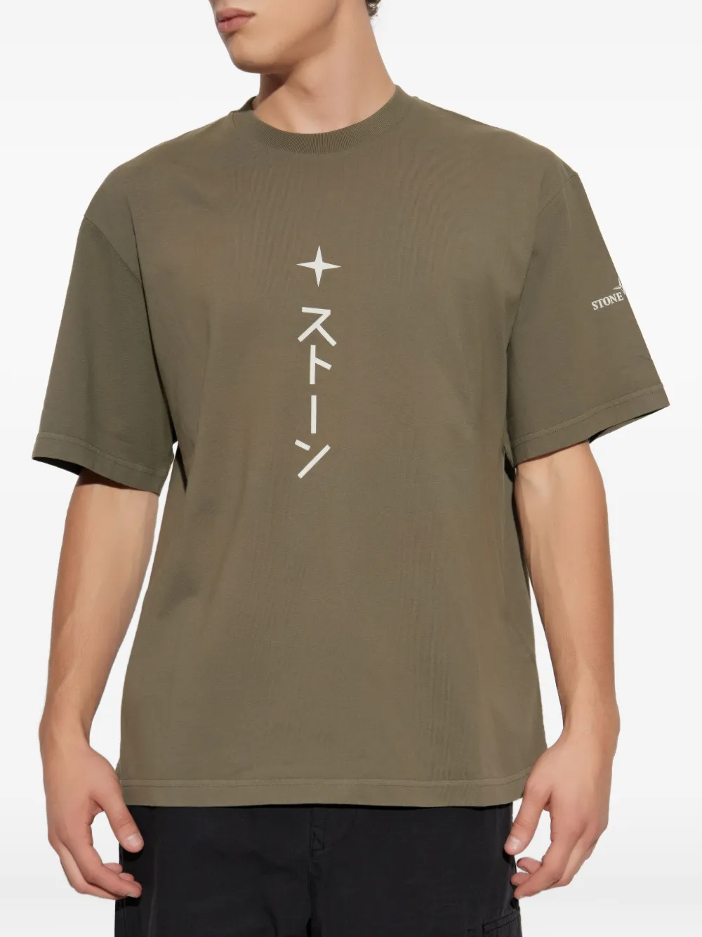 Stone Island compass-logo graphic t-shirt Groen