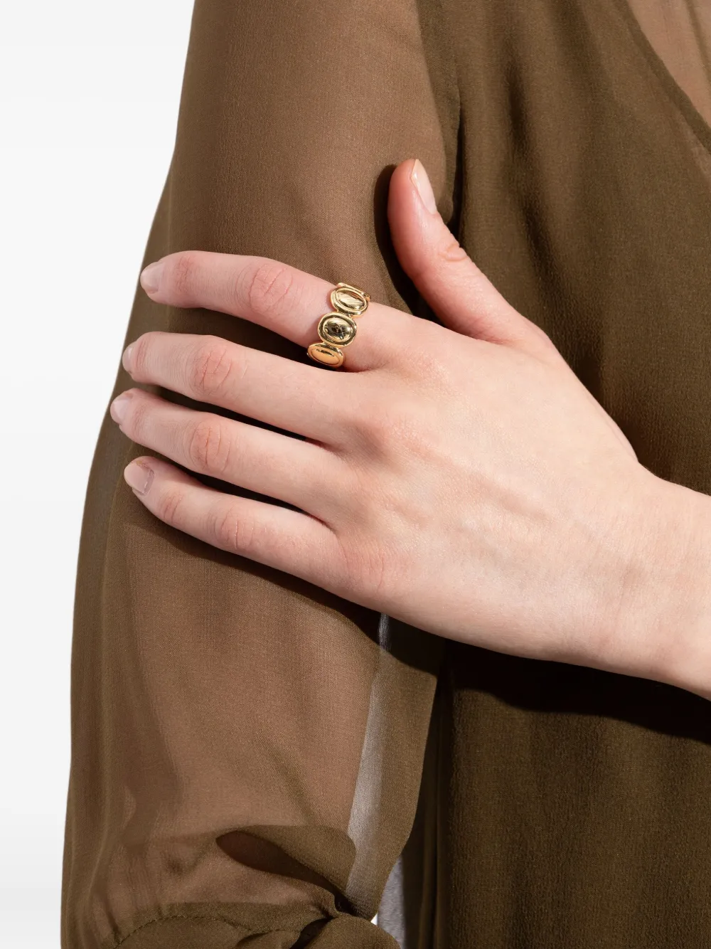 LIE STUDIO Sasha oval-disc ring - Goud