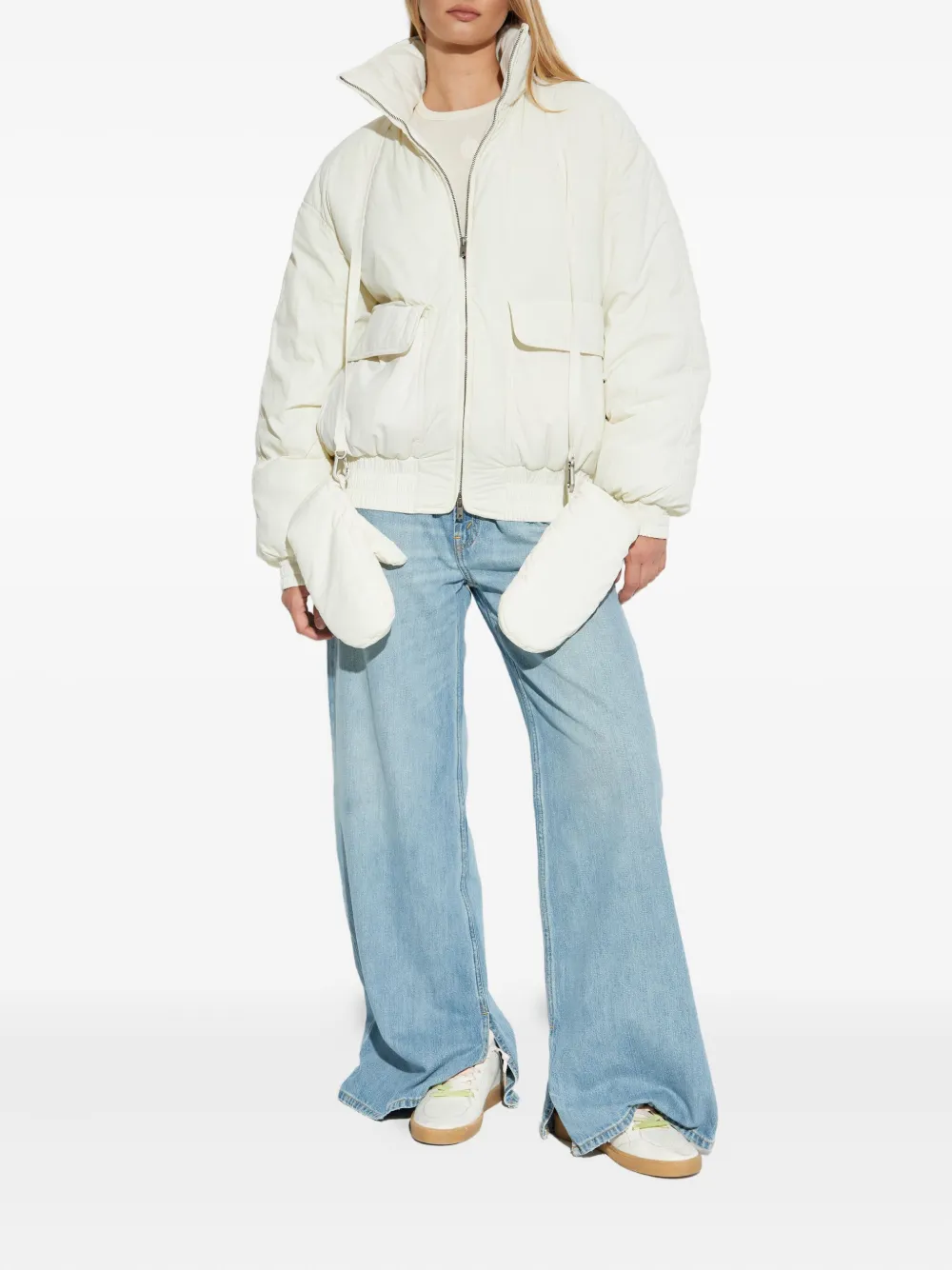 Golden Goose Flap-pockets Puffer Jacket In White