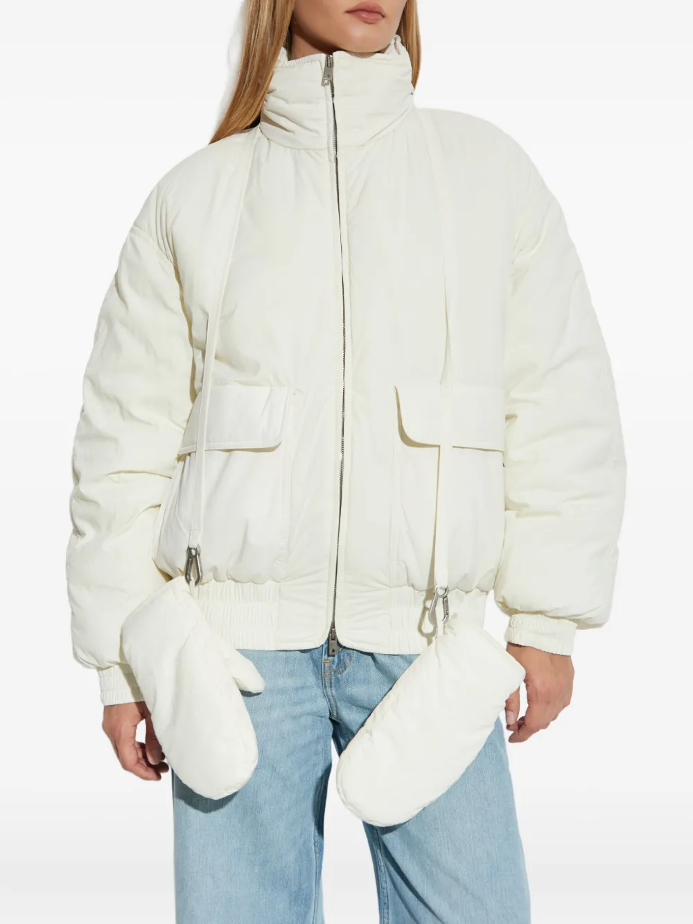 Golden Goose Flap-pockets Puffer Jacket In White
