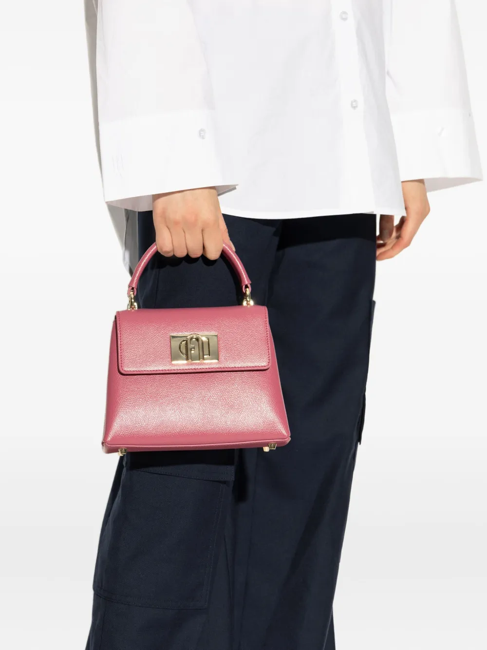 Furla top-handle lock tote bag - Roze