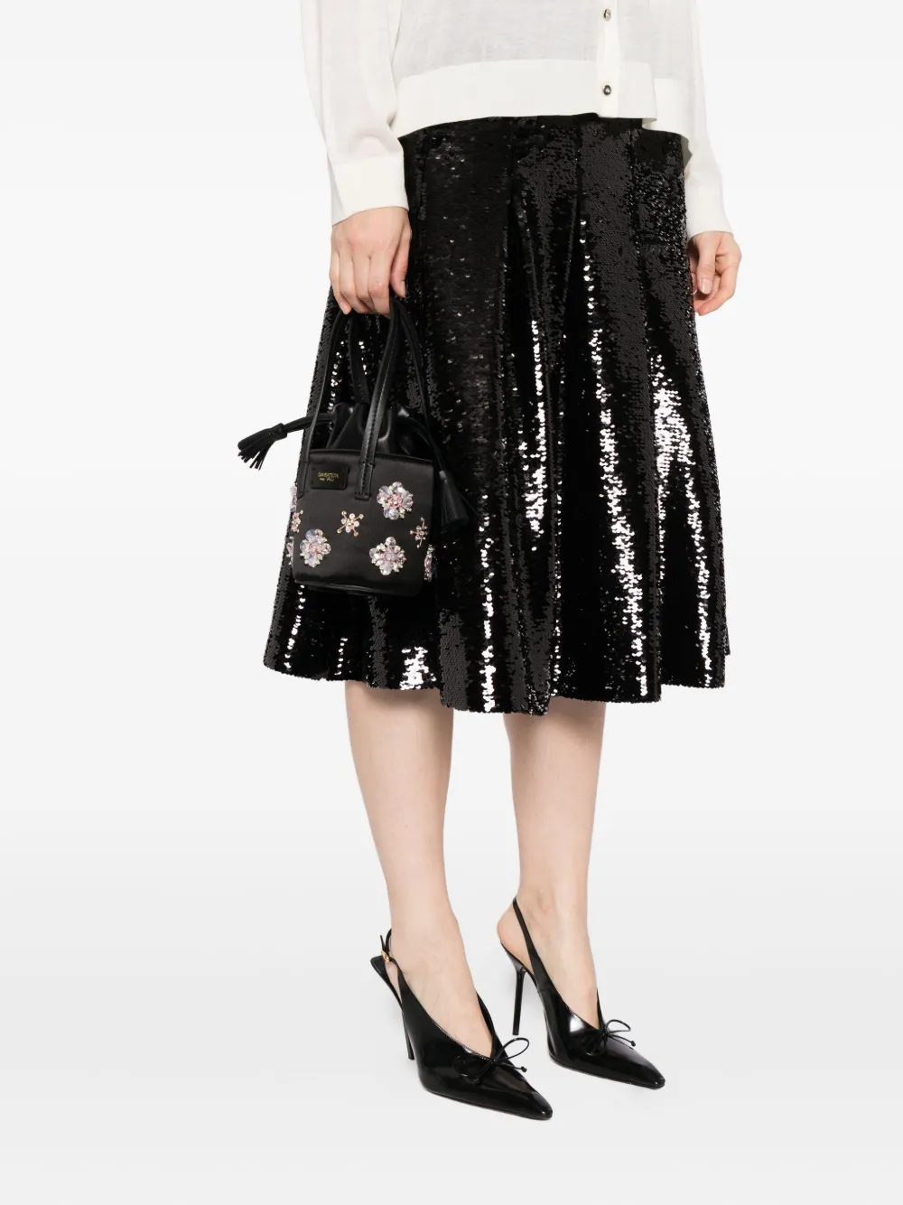 Giambattista Valli Shopper verfraaid met kristallen - Zwart