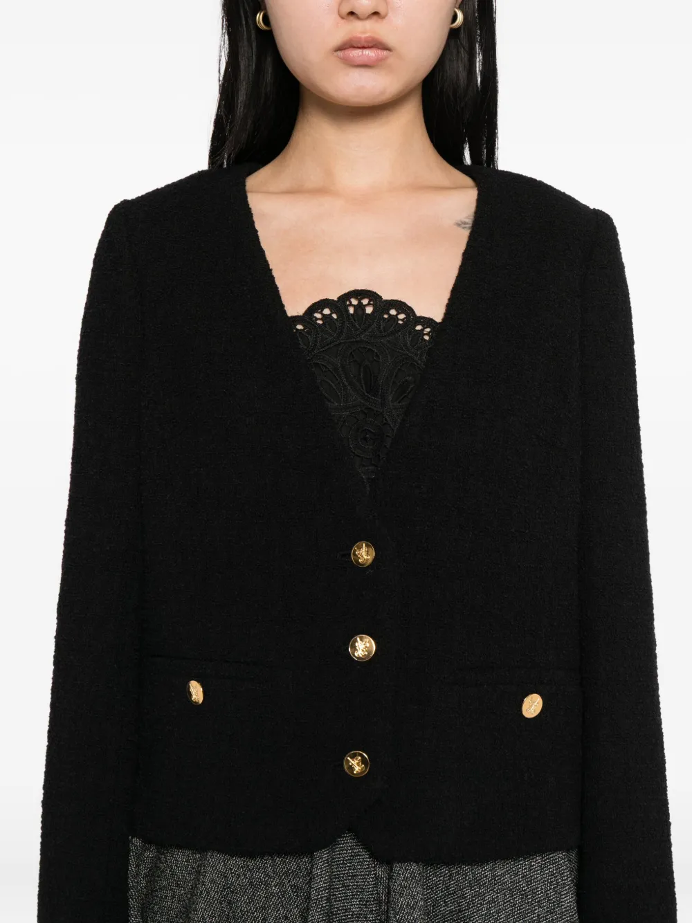 Giambattista Valli 仿羔皮呢短款夹克 In Black