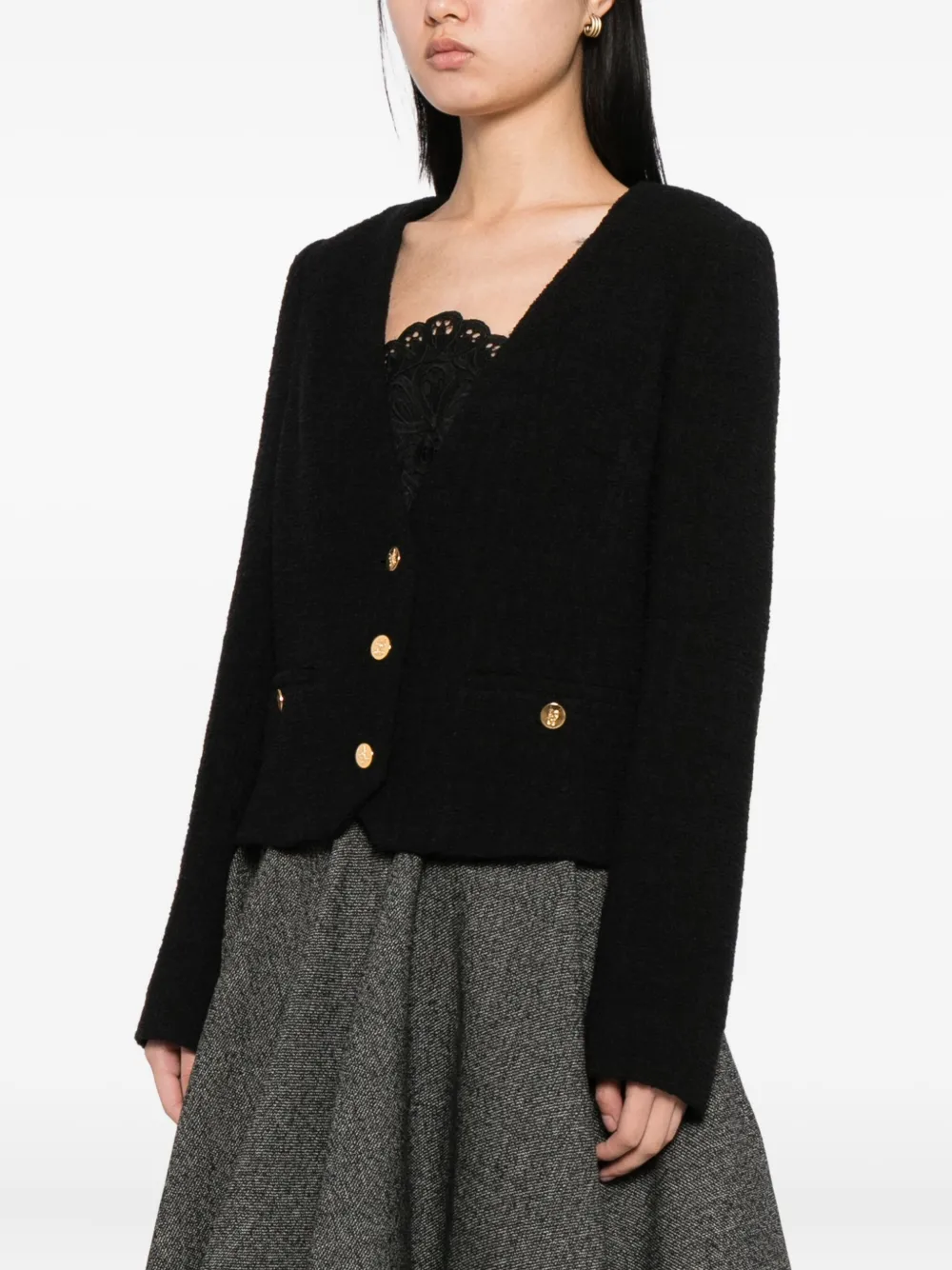 Giambattista Valli 仿羔皮呢短款夹克 In Black