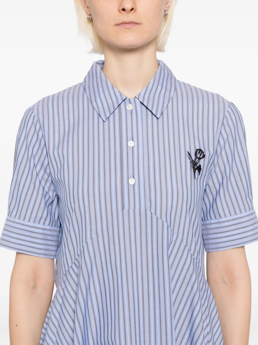 Marni Gestreepte jurk met borduurwerk Blauw