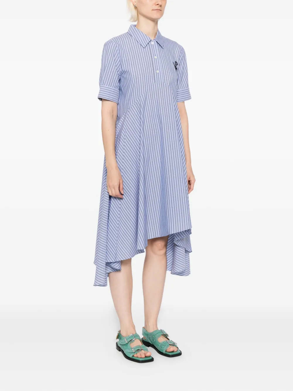 Marni Gestreepte jurk met borduurwerk Blauw