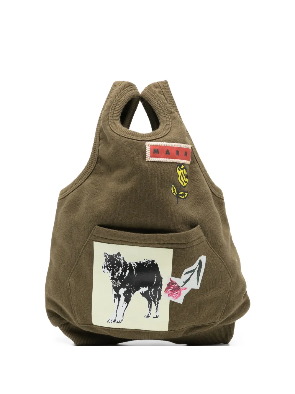 Marni Graphic-print Tote Bag In Green