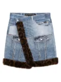 Andersson Bell fur-edge denim skirt - Blue