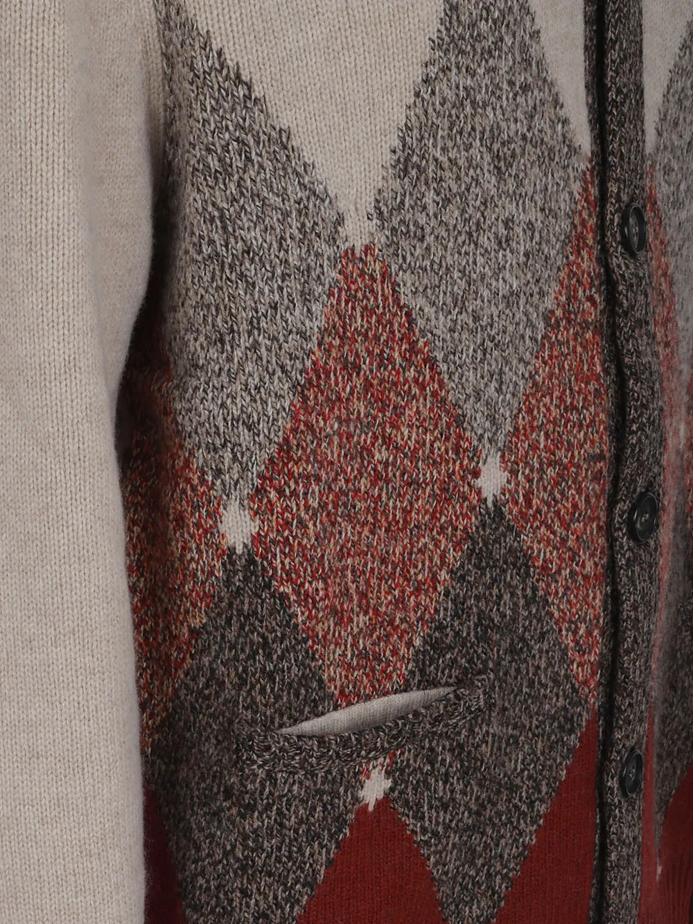 Ballantyne Shawl-collar Diamond-pattern Cardigan In Neutral