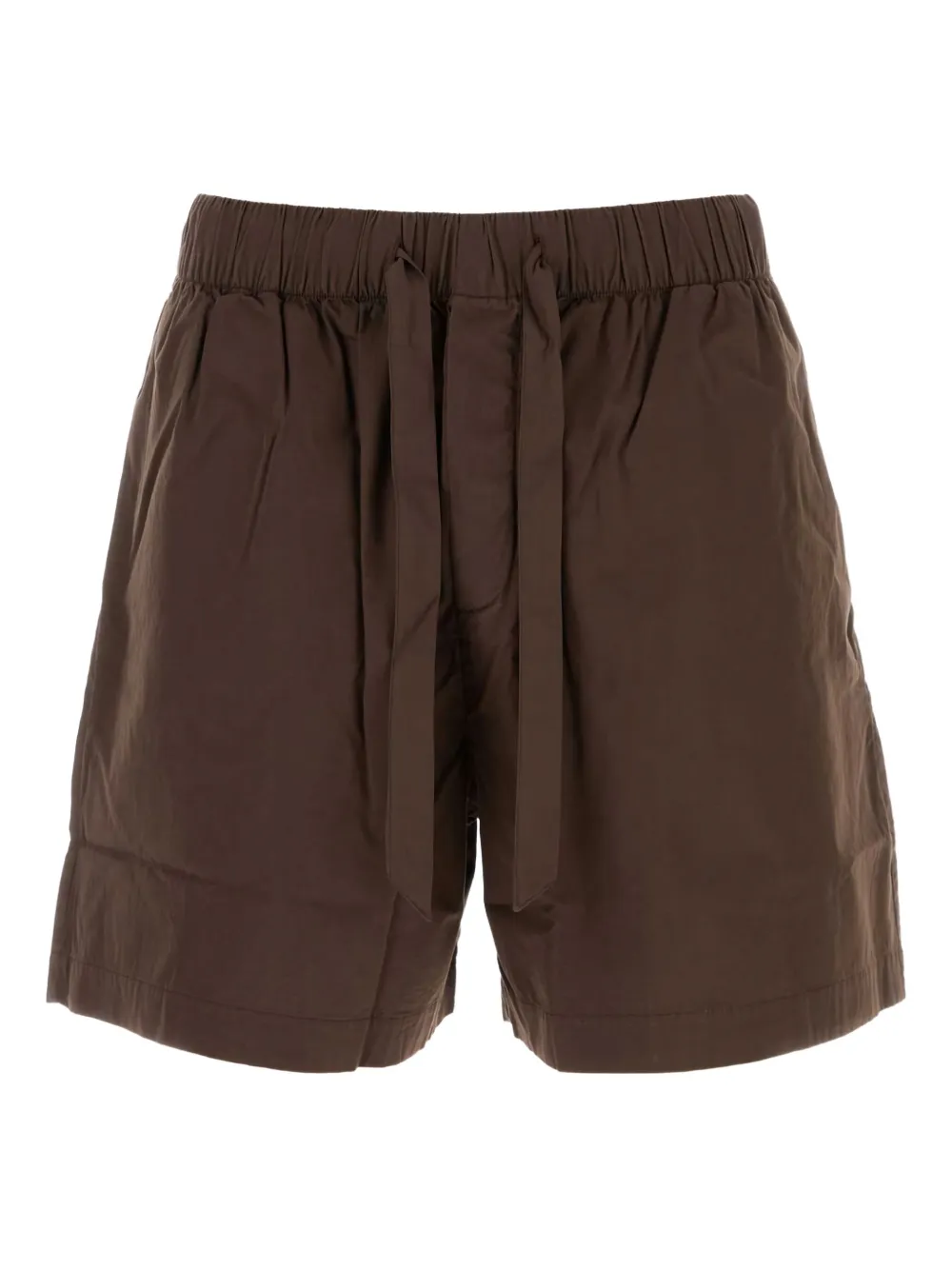Tekla Poplin-cotton Drawstring Shorts In Brown