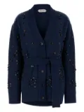 Alberta Ferretti embellished belted cardigan - Blue
