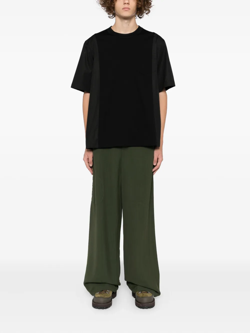 Sacai T-shirt met vlakken - Zwart
