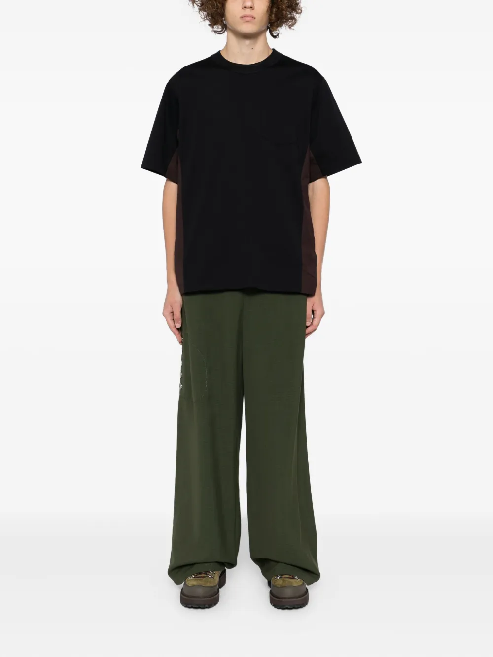Sacai T-shirt met vlakken - Zwart