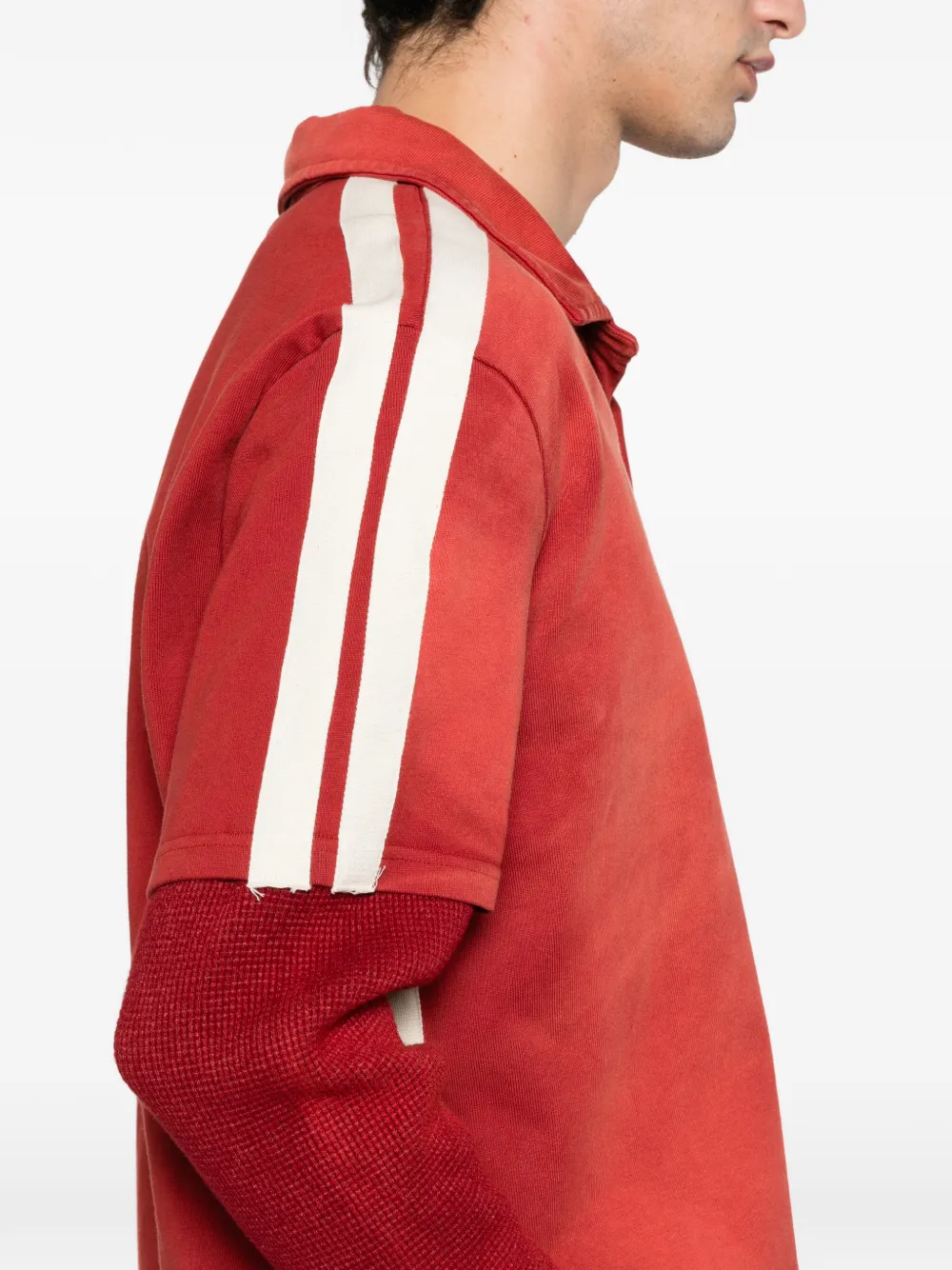 stripe-side logo-patch polo shirt