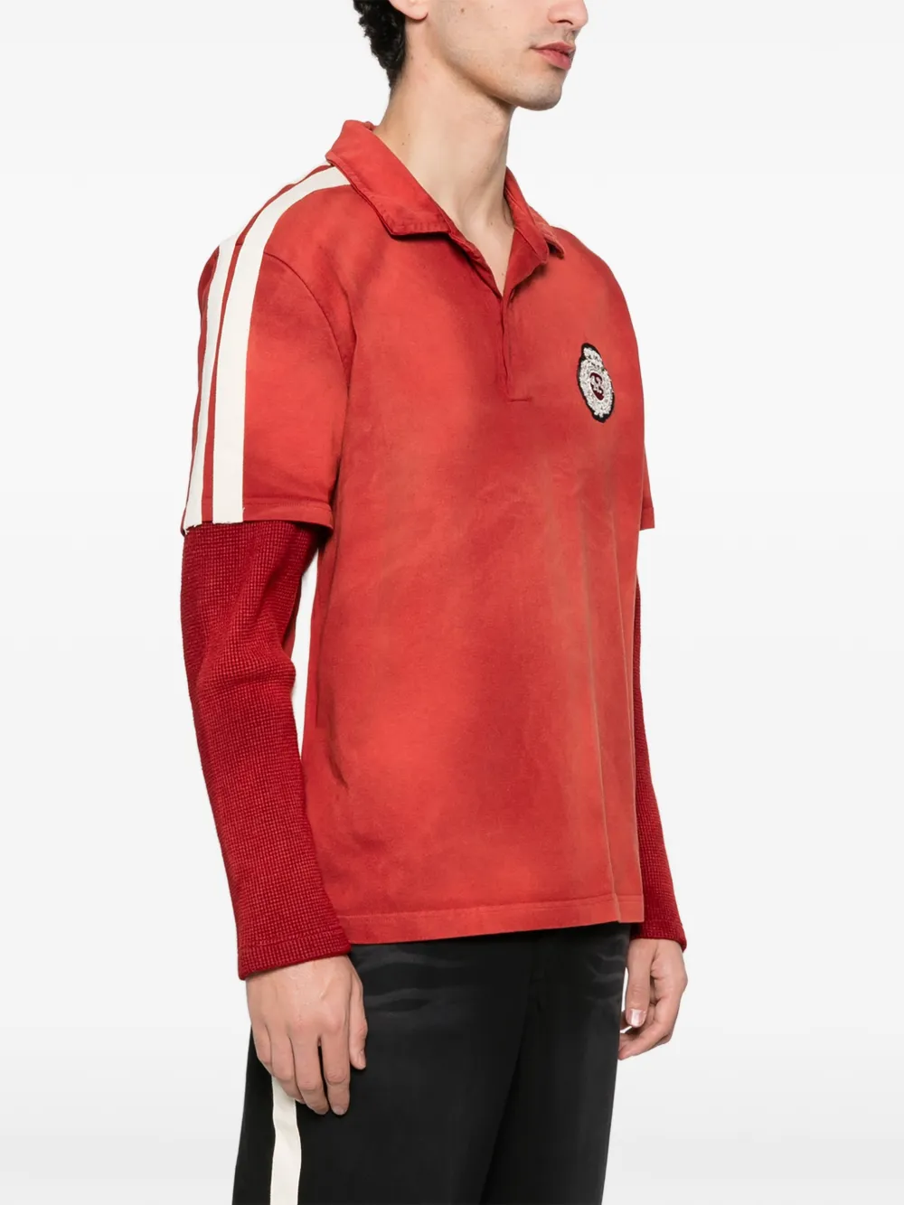  424 Stripe-side Logo-patch Polo Shirt - Red 