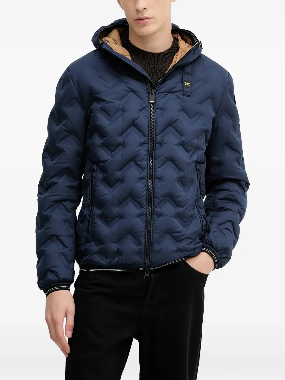 Blauer hooded quilted jacket - Blu
