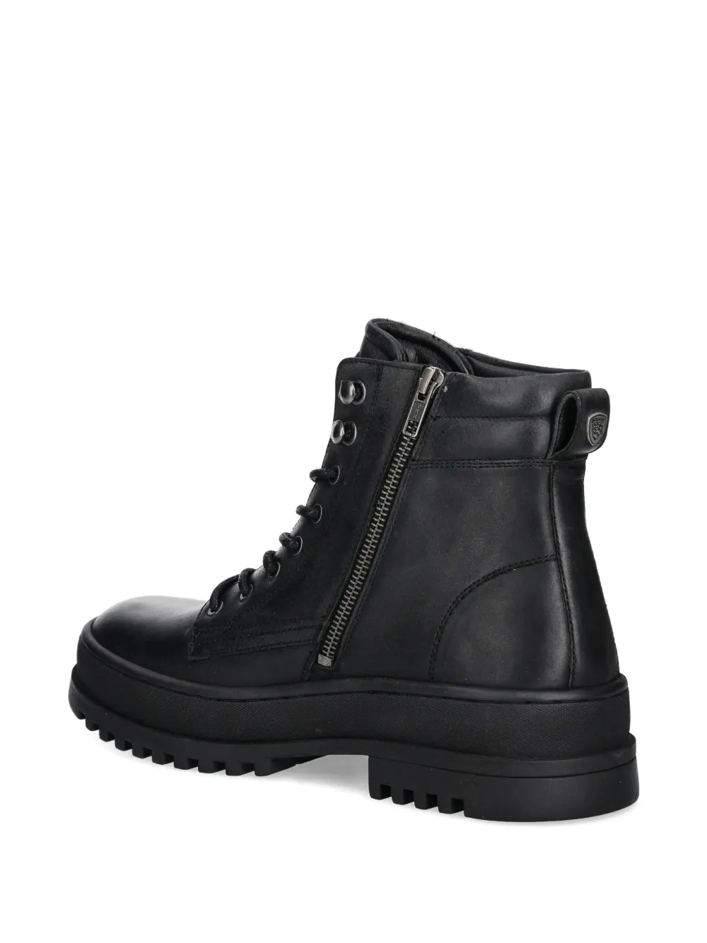 Blauer Veterlaarzen met rits aan de zijkant Zwart