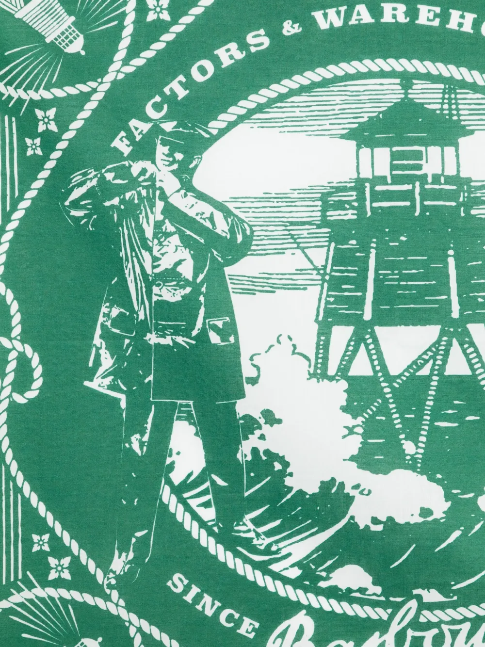 Kaptain Sunshine X Barbour Graphic-print Scarf In Green