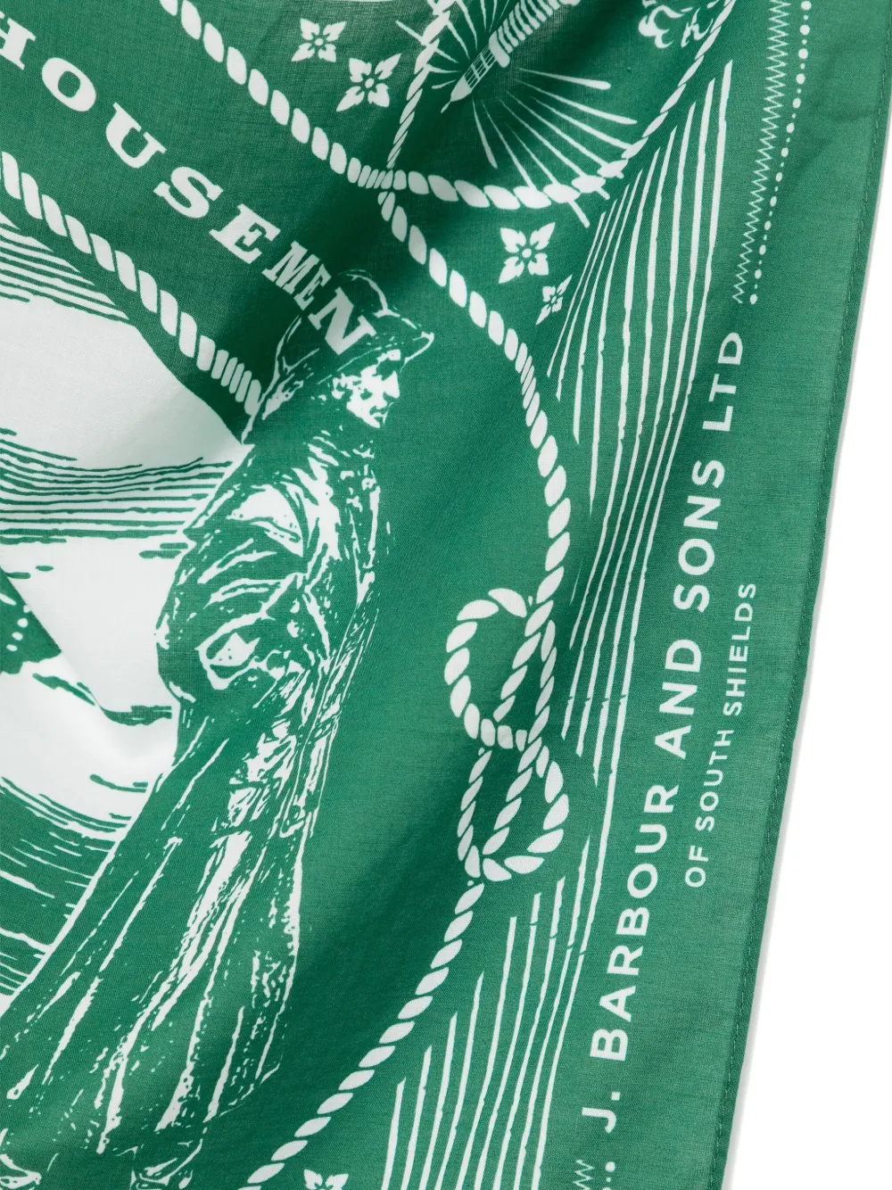 Kaptain Sunshine X Barbour Graphic-print Scarf In Green