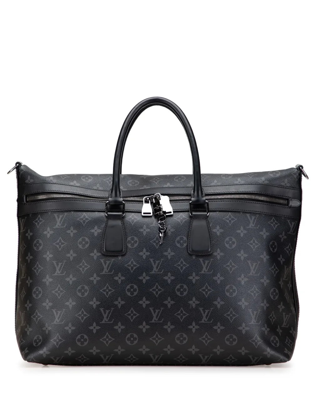 Pre-owned Louis Vuitton 2017 Monogram Eclipse Apollo All Day Satchel In Black