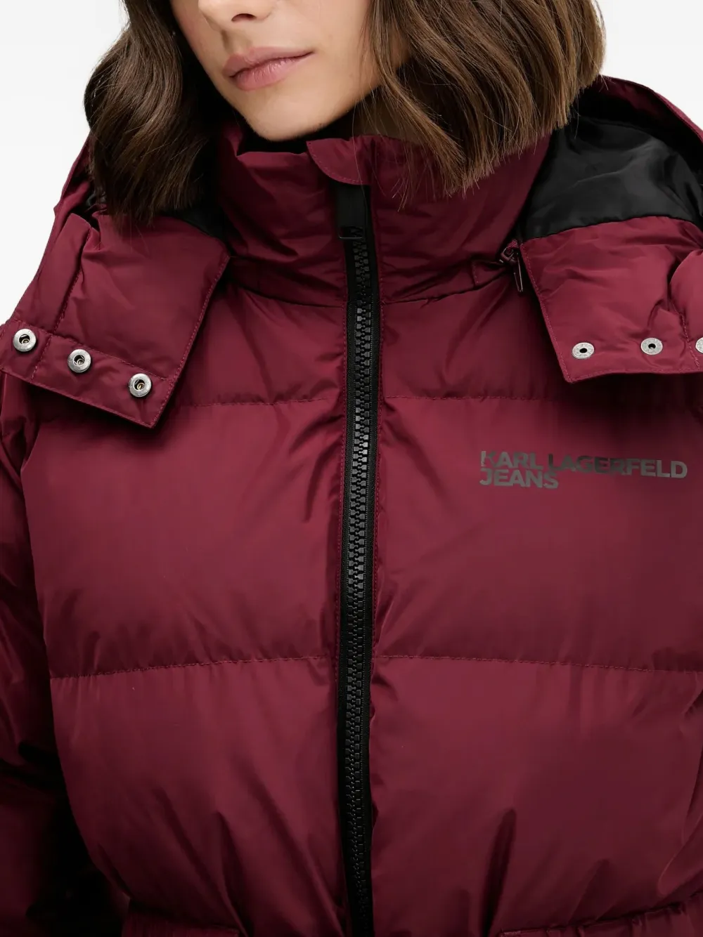 Karl Lagerfeld Jeans Jack met capuchon en ceintuur Rood