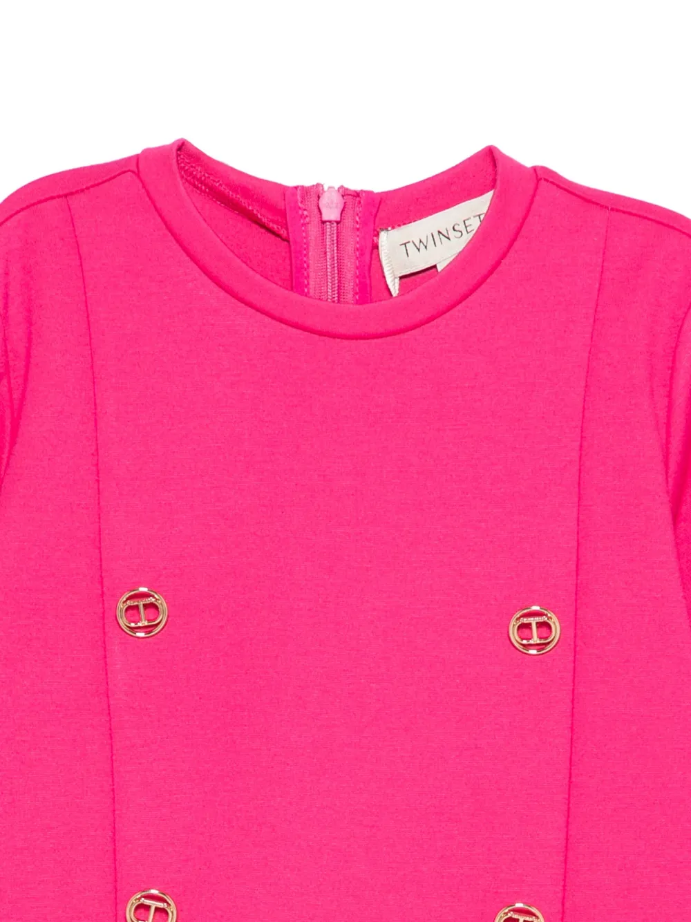 TWINSET Kids Geplooide jurk met knoopdetail Roze