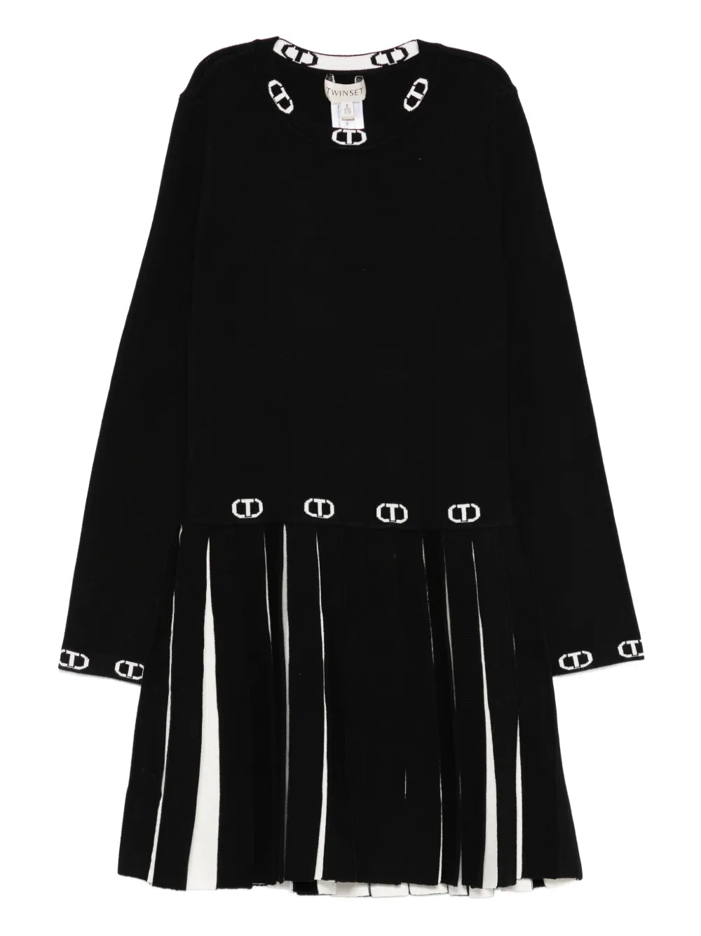 TWINSET Kids pleated-hem logo-detail dress | Black | Image 1