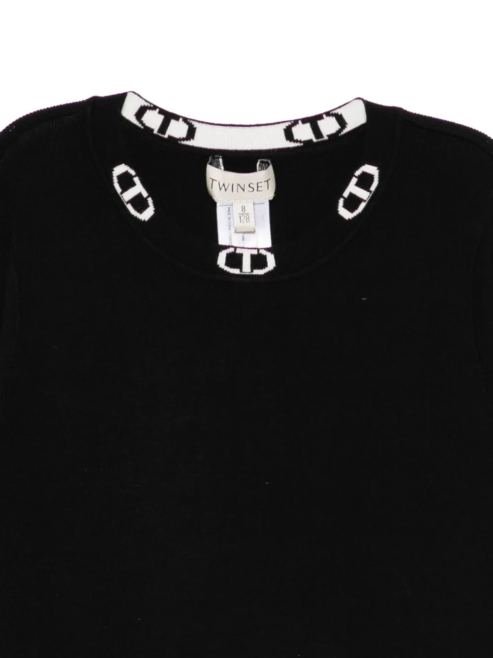 Twinset Pleated-hem Logo-detail Dress In Black