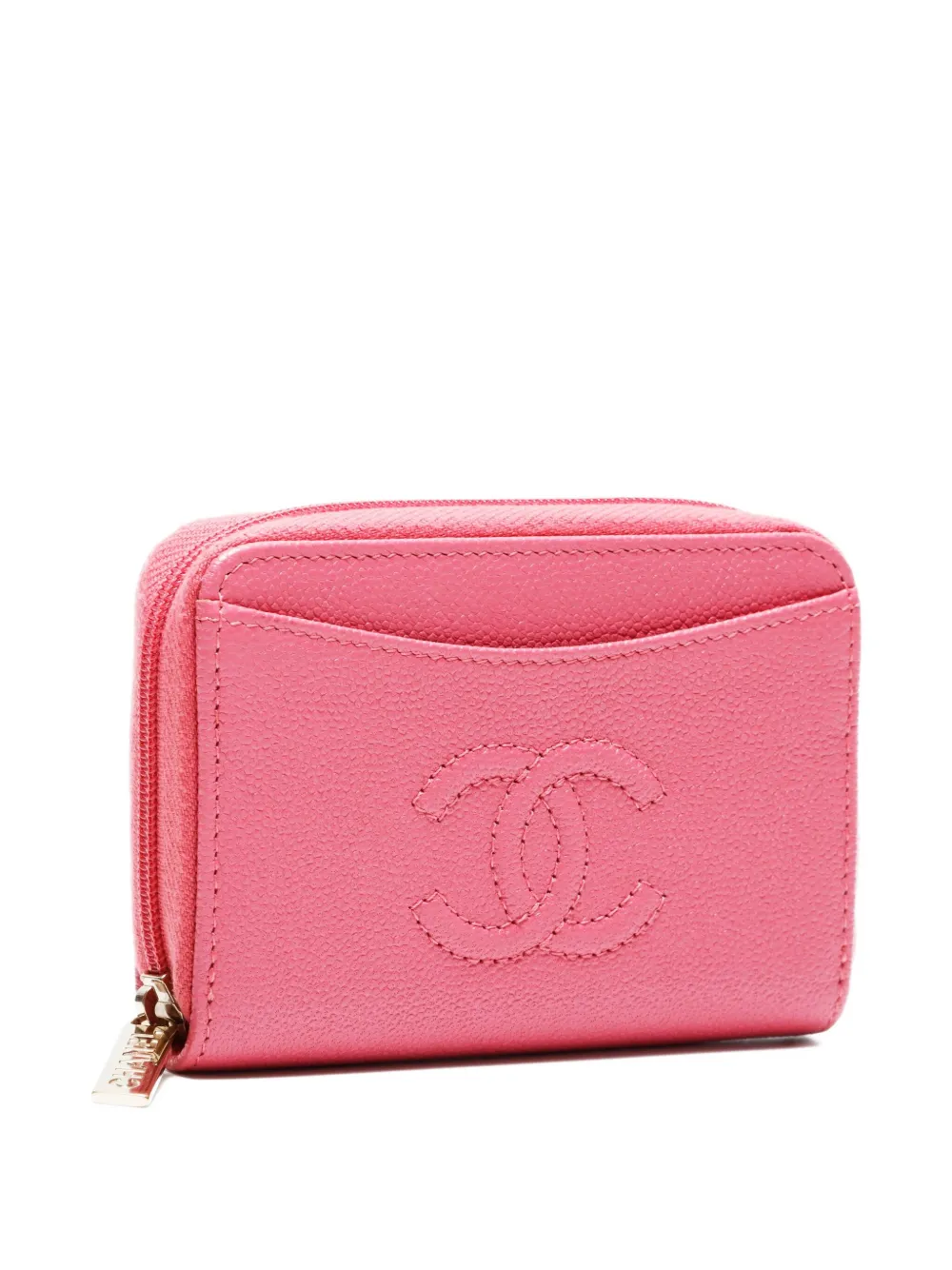 Pre-owned Chanel 2018-2019 Interlocking-cc Wallet In Pink