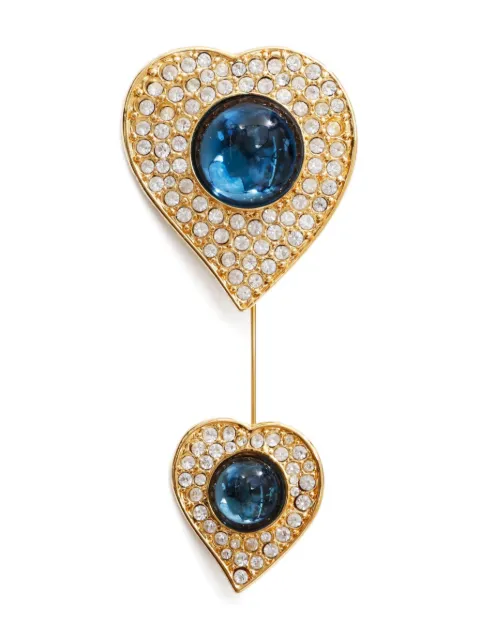 Saint Laurent Pre-Owned 1980-2000s heart-shaped rhinestone brooch