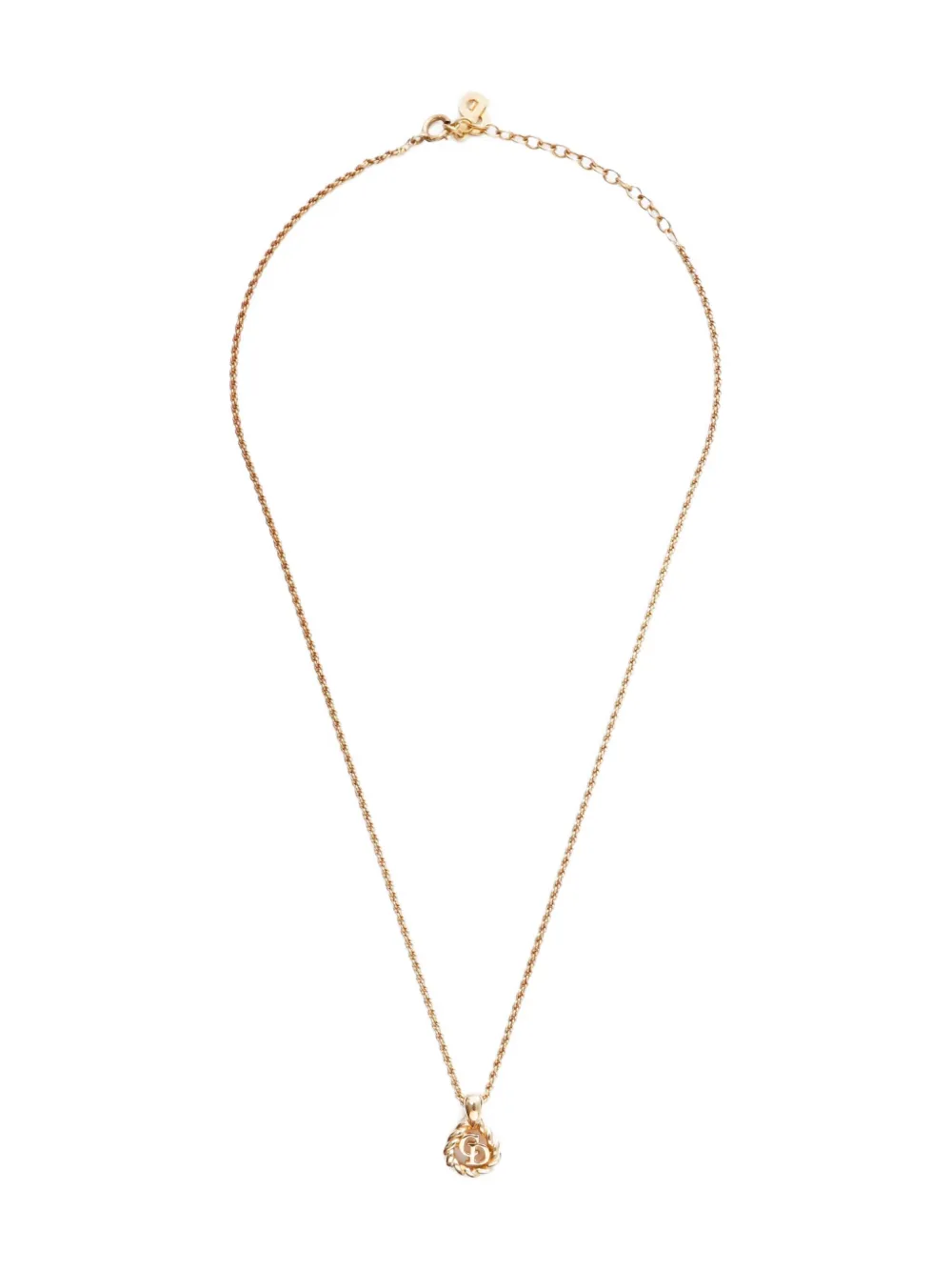 Pre-owned Dior 1970-1980 Logo Necklace In Gold